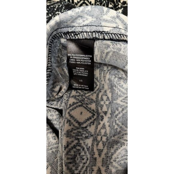Perceptions New York black tan dress tucks Tribal pattern 3/4 sleeve Misses L - Picture 8 of 9